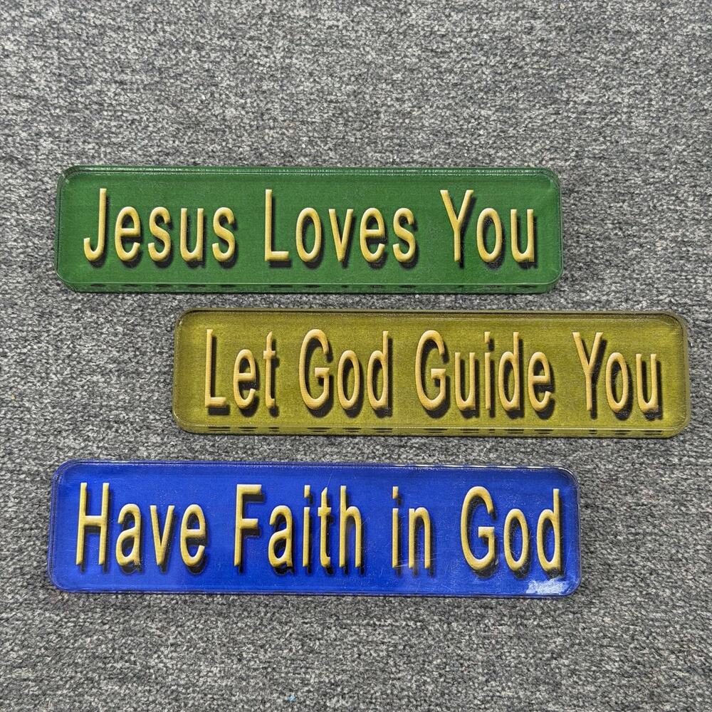 Christian Fridge Magnets 3pc Lot Jesus Loves You Have Faith Let God Guide You